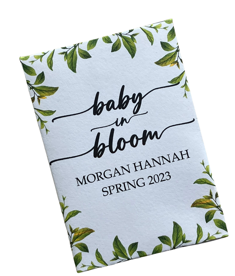 Greenery Leaves Baby Shower Seed Packet Favors