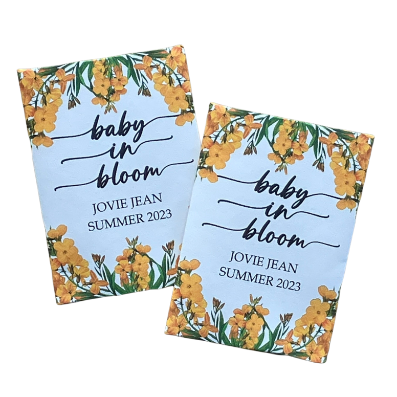 Yellow Floral Baby Shower Seed Packet Favors