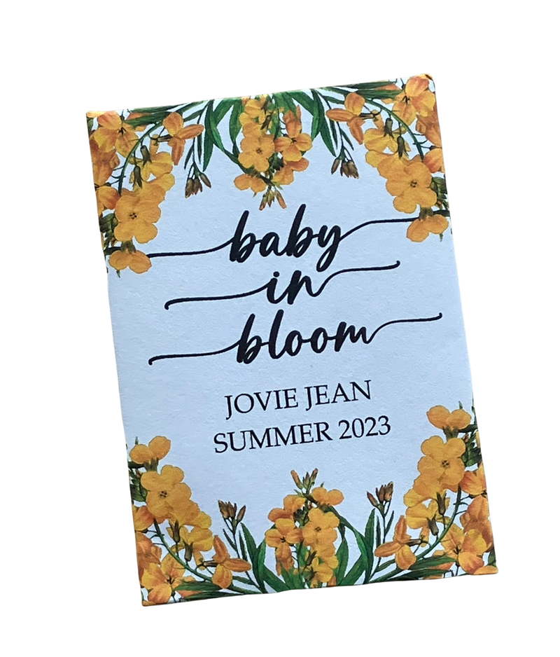 Yellow Floral Baby Shower Seed Packet Favors