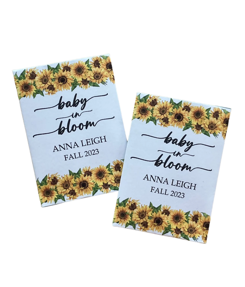 Sunflower Border Baby Shower Seed Packet Favors