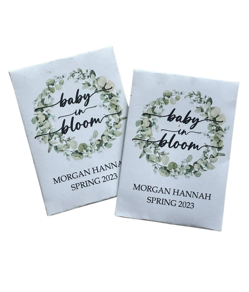 Greenery Wreath Baby Shower Seed Packet Favors