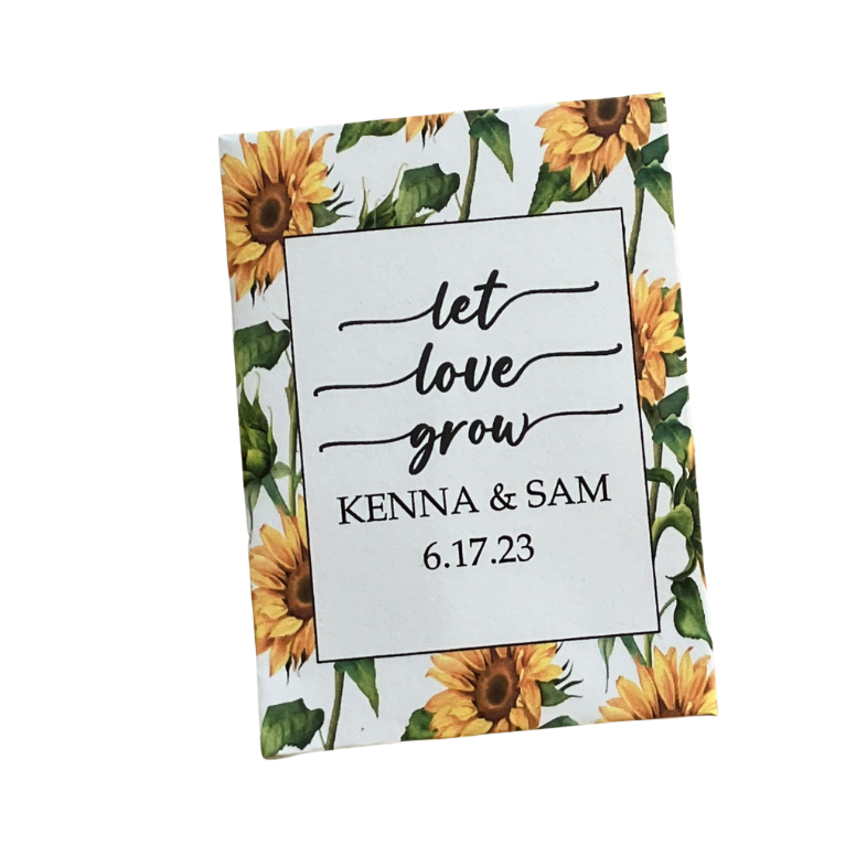 Sunflower Background Wedding Seed Packet Favors