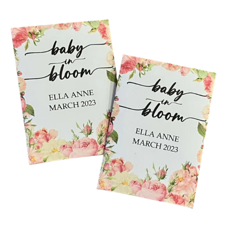 Pink Rose Border Baby Shower Seed Packet Favors
