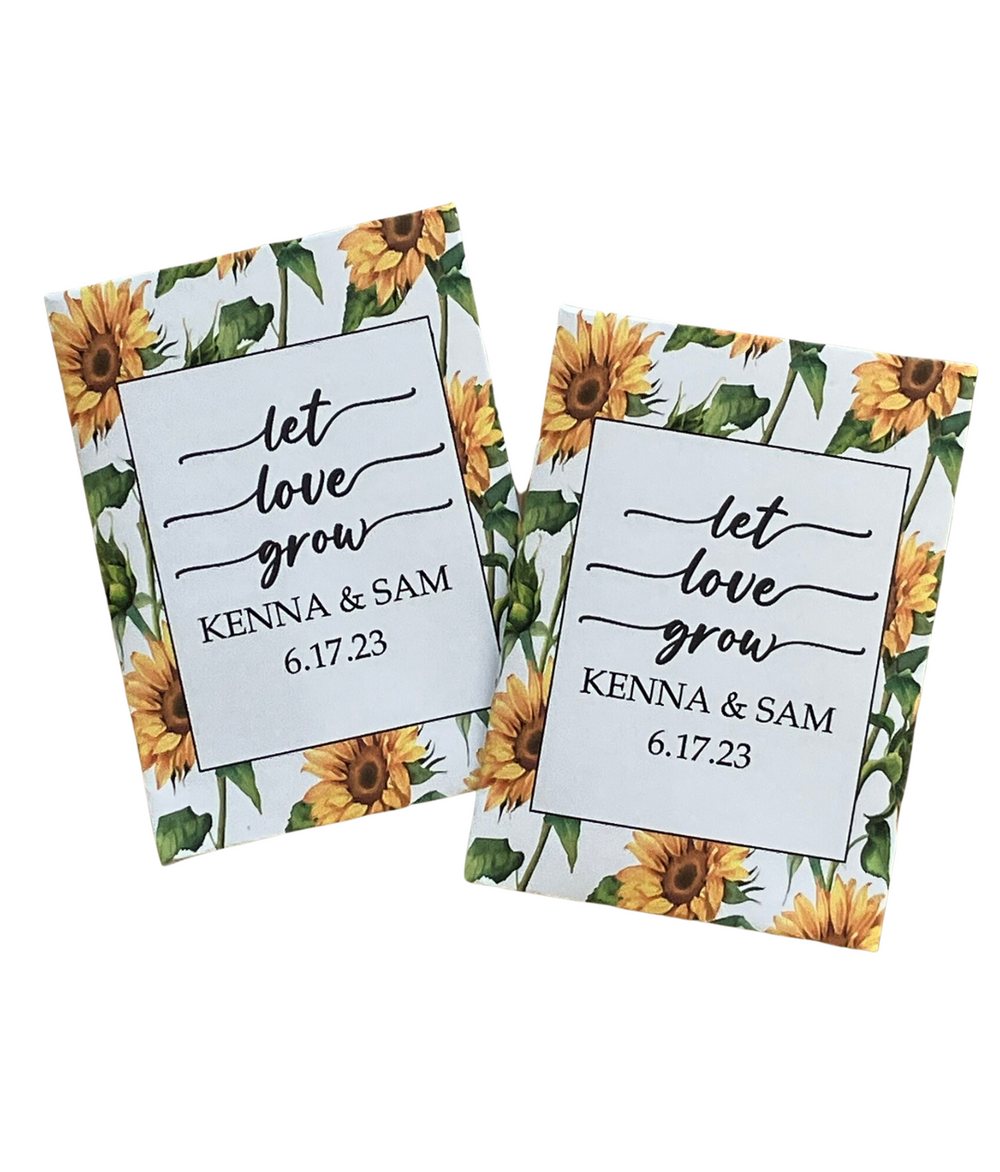 Sunflower Background Wedding Seed Packet Favors