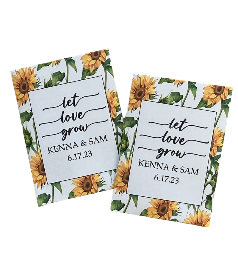 Sunflower Background Wedding Seed Packet Favors