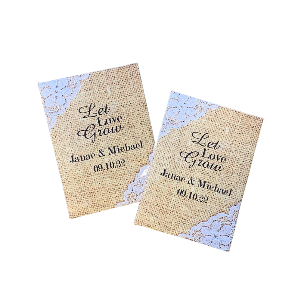 Burlap and Lace Wedding Seed Packets - Favor Universe