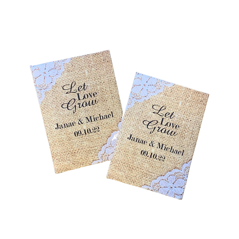 Burlap and Lace Wedding Seed Packets - Favor Universe