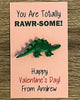 Dinosaur valentine cards - Dinosaur party favors