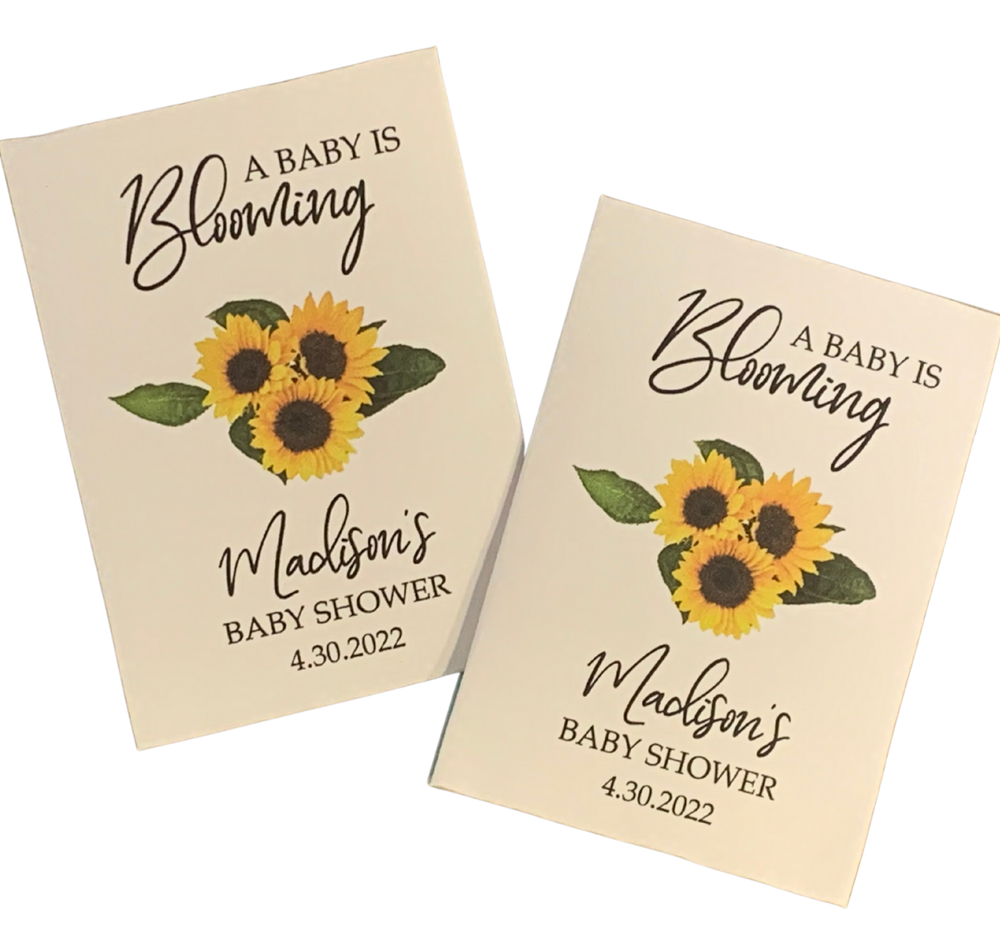 Baby Shower Seed Packets with floral sunflower design - Favor Universe
