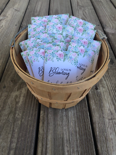 custom pink rose seed packet favors