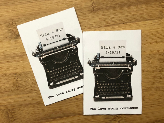 Typewriter seed packet favors - Favor Universe