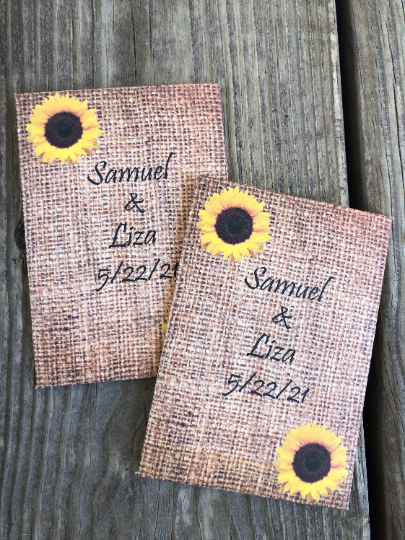 Burlap With Sunflowers Seed Packets - Favor Universe