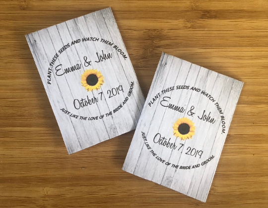 Rustic Wood with Sunflower Seed Packets - Favor Universe