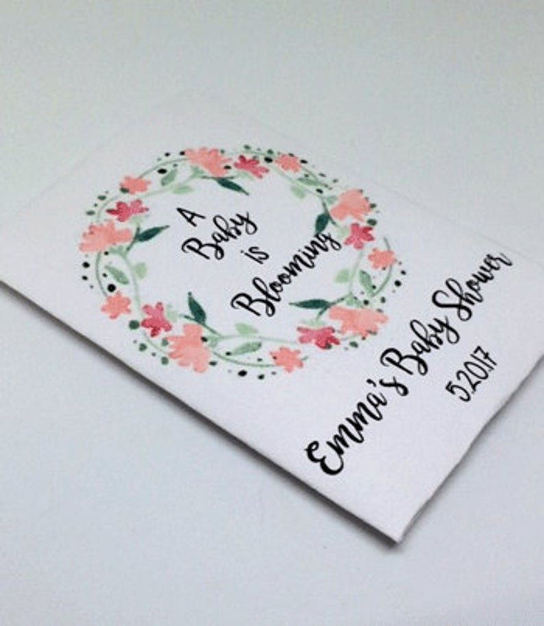 Seed packets pink wreath baby shower seed packets favors