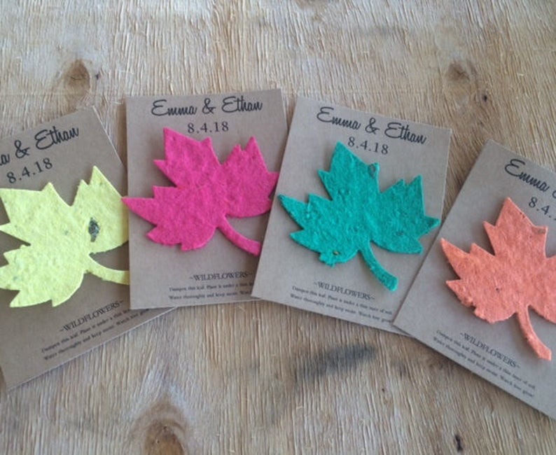 Fall plantable leaf wedding favors