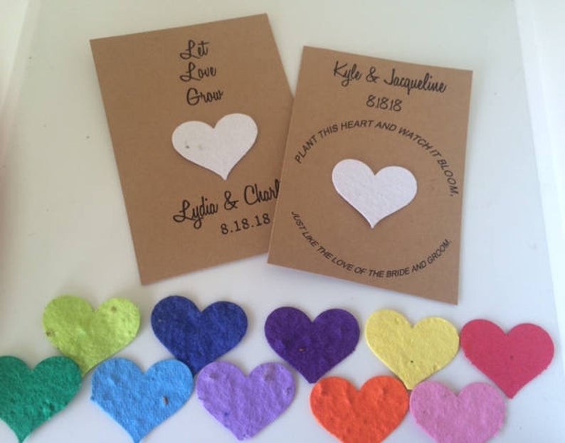 Plantable Paper Favors Heart Seed Favors