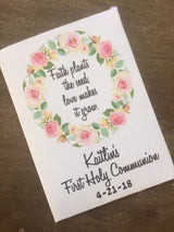 Girl First Holy Communion Favors Pink wreath