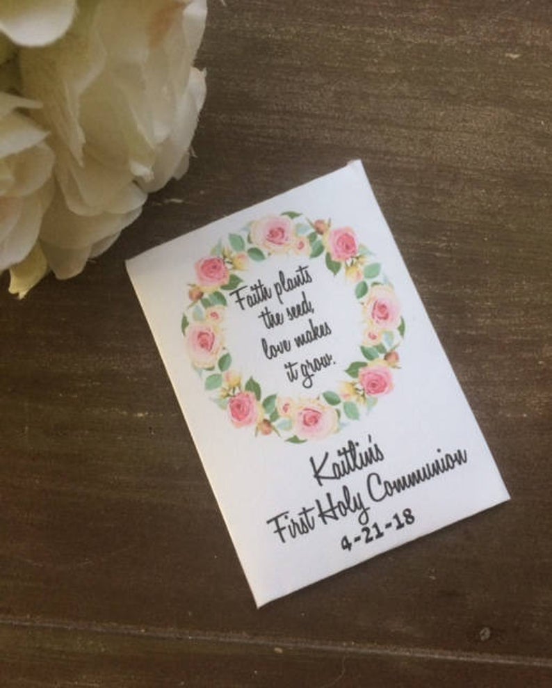 Girl First Holy Communion Favors Pink wreath