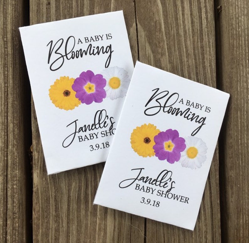 pink purple and yellow baby shower favors