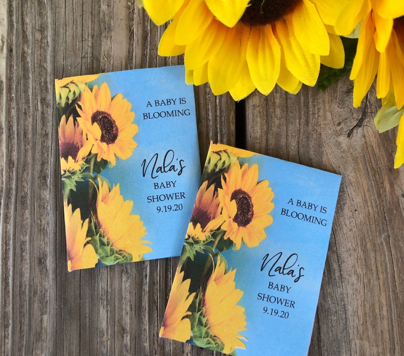 baby shower seed packets sunflower favors
