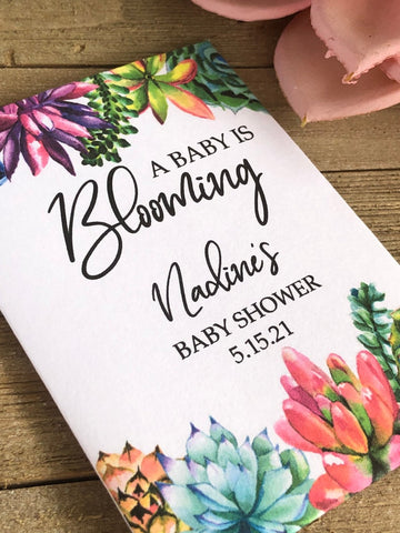 Succulent Baby Shower Seed Packets Favors