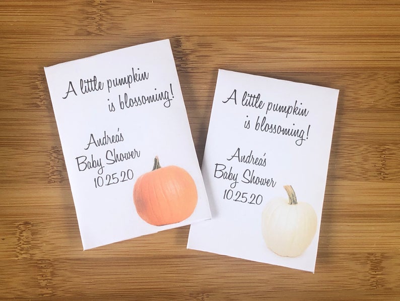 Pumpkin Favors Fall baby shower seed packets