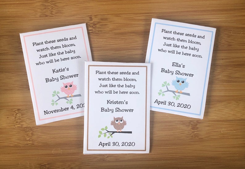 owl baby shower seed packets gifts - Favor Universe