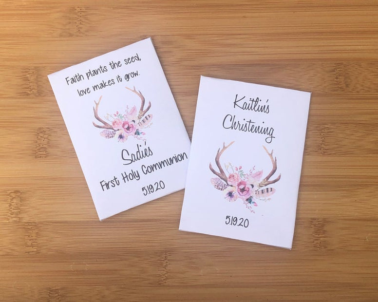 boho seed packets communion favors - Favor Universe