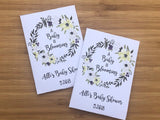 floral wreath baby shower seed packets purple