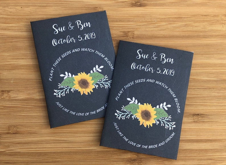 Sunflower Wedding Favors Vase Chalkboard