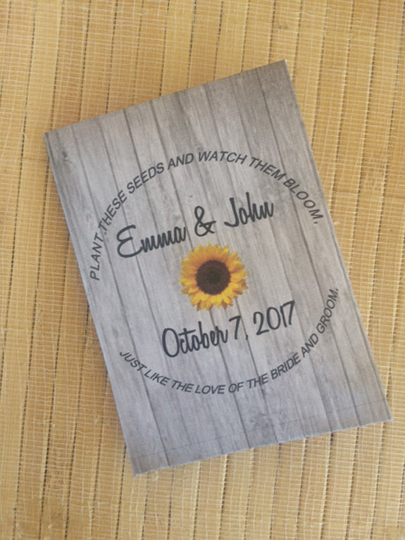 Rustic Wood with Sunflower Seed Packets - Favor Universe