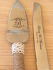 Cake serving set with burlap handle and optional matching flutes - Favor Universe