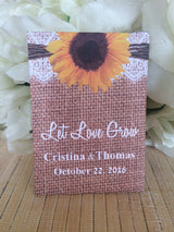 Sunflowers on Burlap and Lace Seed Packets - Favor Universe