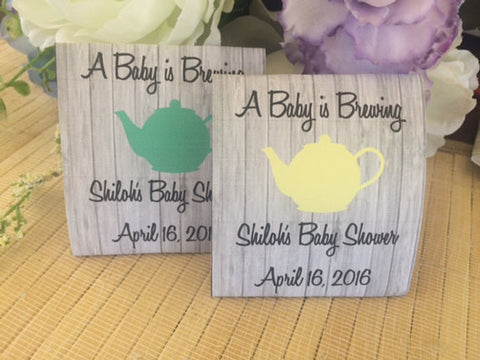 Rustic Wood Tea Pot Baby Shower Tea Packet Favors - Favor Universe