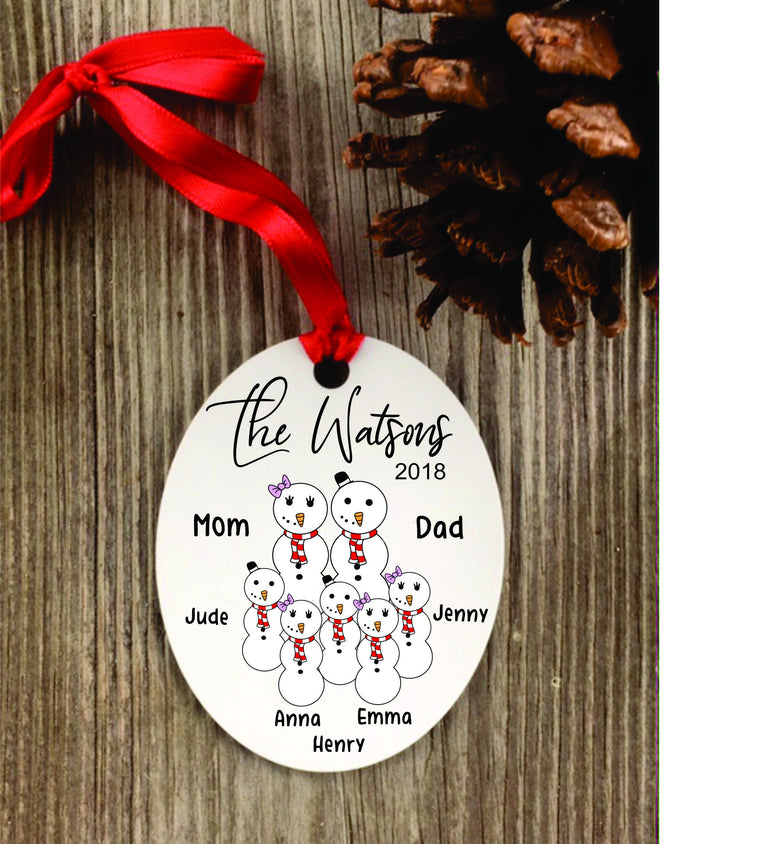 snowman Ornament, snowman Gifts, snowman family ornament, snowman couple ornament, personalized snowman family ornament,  custom snowman - Favor Universe