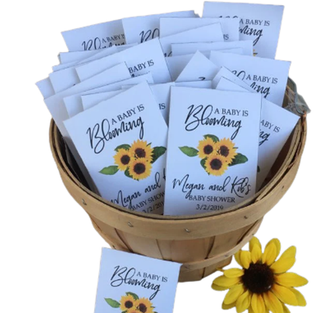Baby Shower Seed Packets with floral sunflower design - Favor Universe