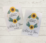 sunflower wedding seed packet favors with frame and floral
